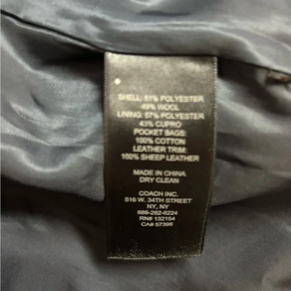 Coach Women's Navy Wool PeaCoat - Picture 3 of 4